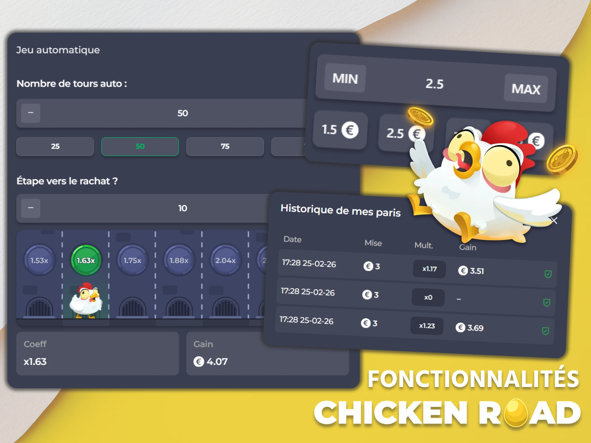 Découvrez les fonctionnalités du jeu Chicken Road.